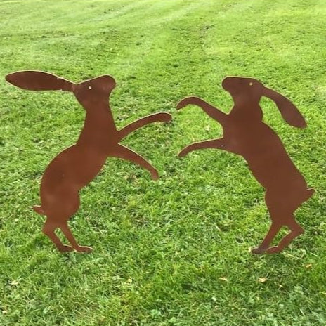 Poppy Forge Boxing Hares Garden Silhouette