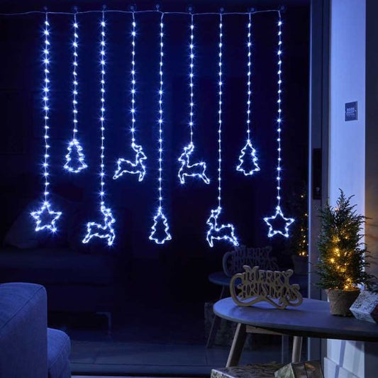 Three Kings Festive Curtain Lights - Cool White