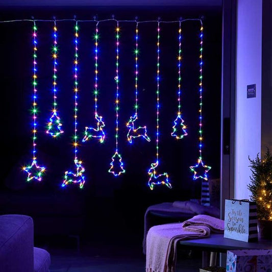 Three Kings Festive Curtain Lights - Multi Coloured