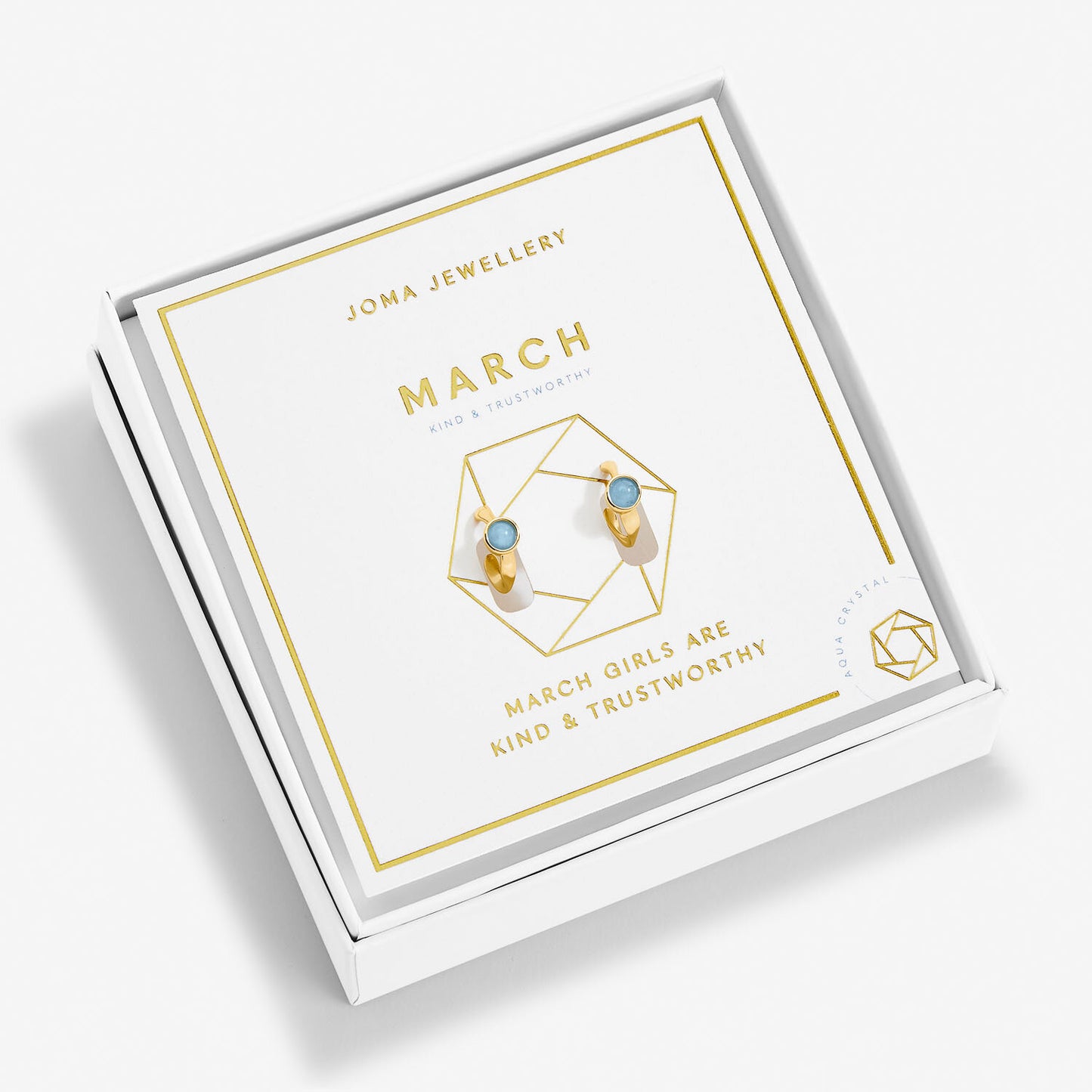 Joma Jewellery Gold Birthstone March Hoop Earrings