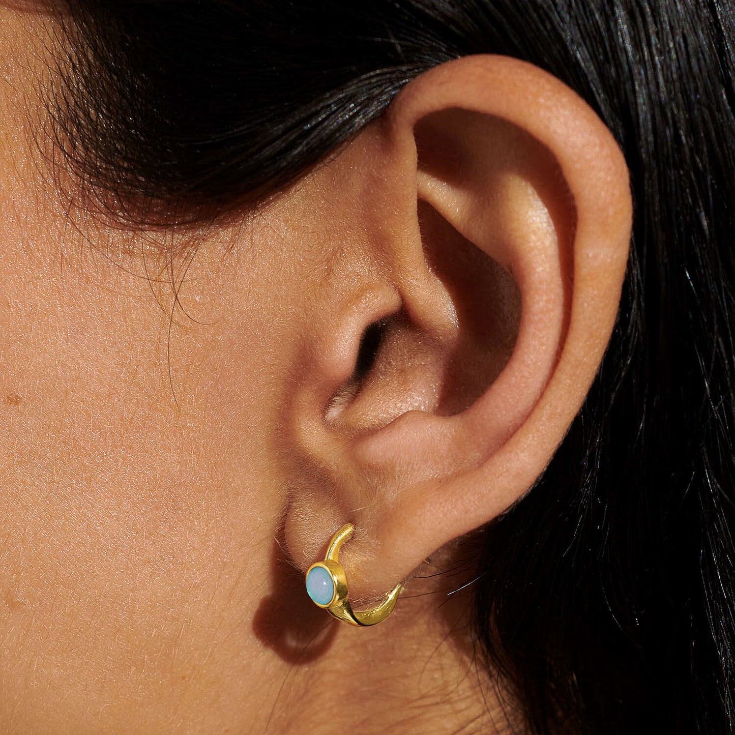 Joma Jewellery Gold Birthstone March Hoop Earrings