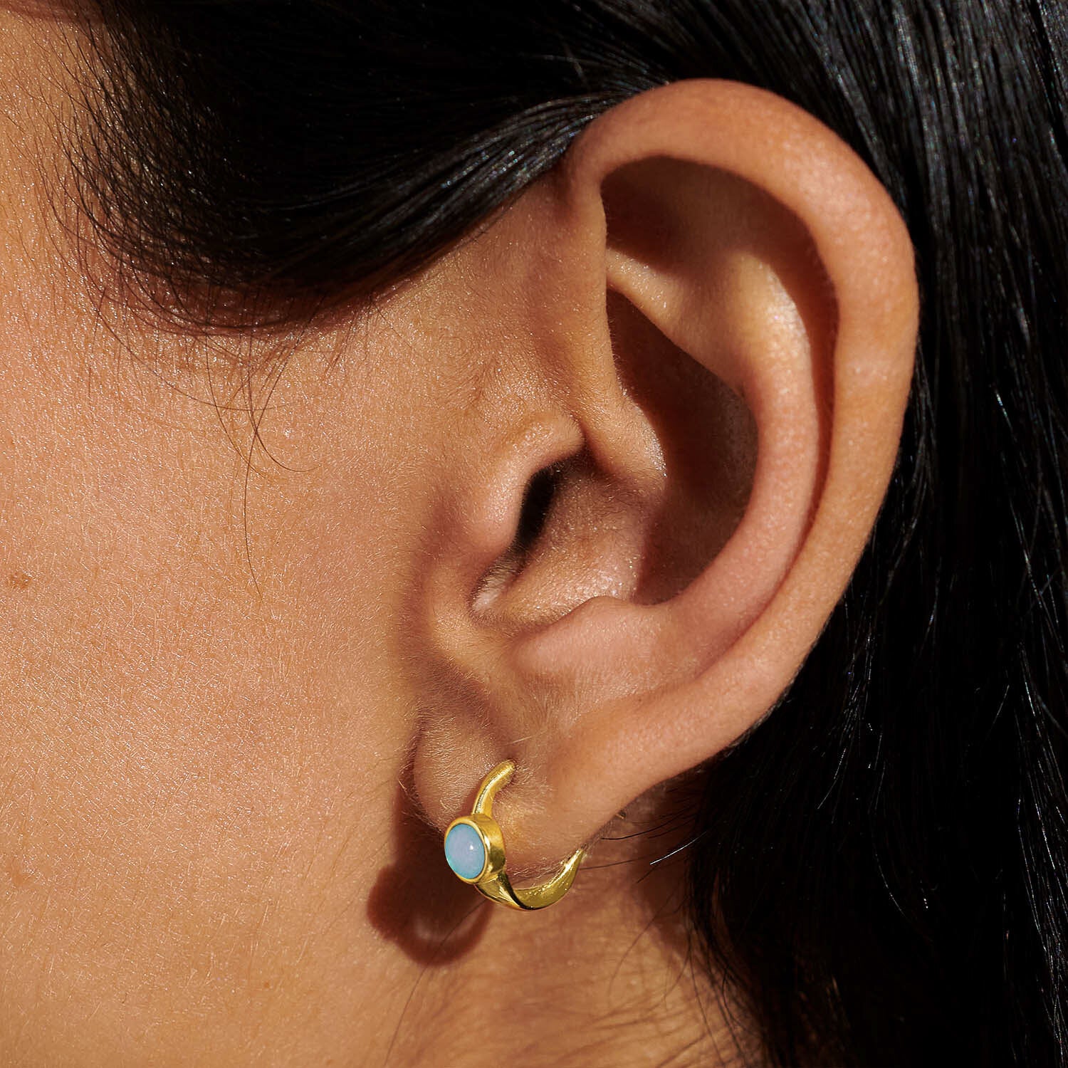 Joma Jewellery Gold Birthstone March Hoop Earrings