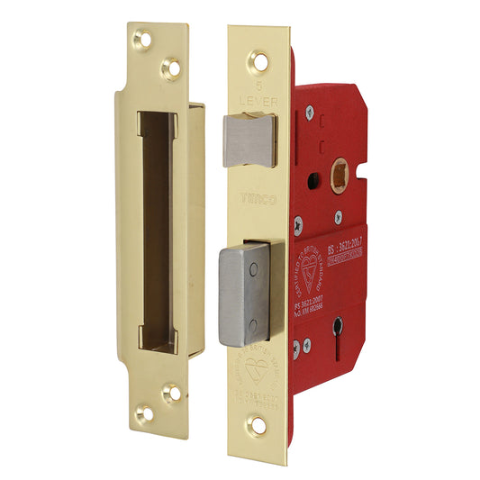Timco 5 Lever British Standard CE Sashlock - Electro Brass