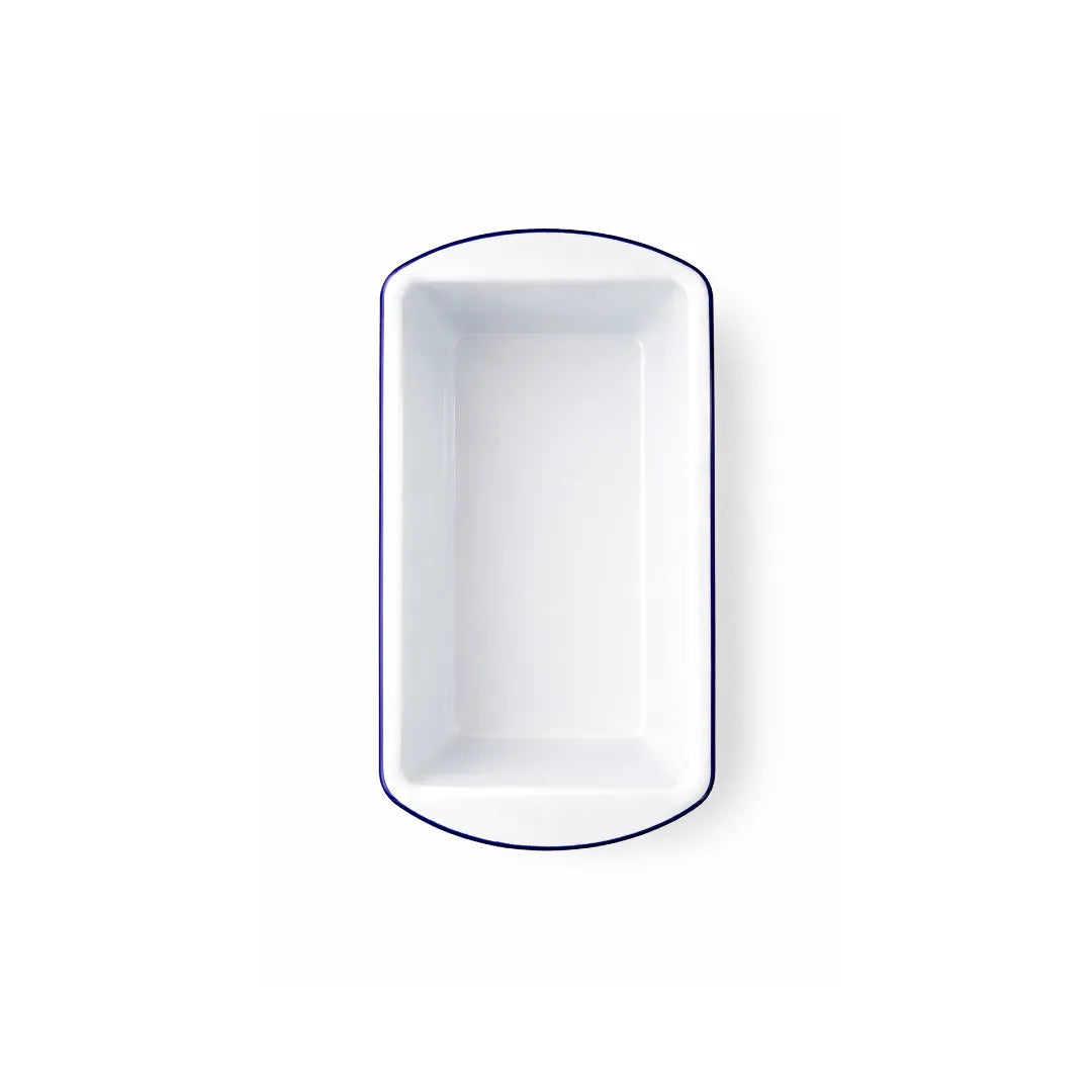 Falcon white enamel 2lb loaf tin with classic blue rim