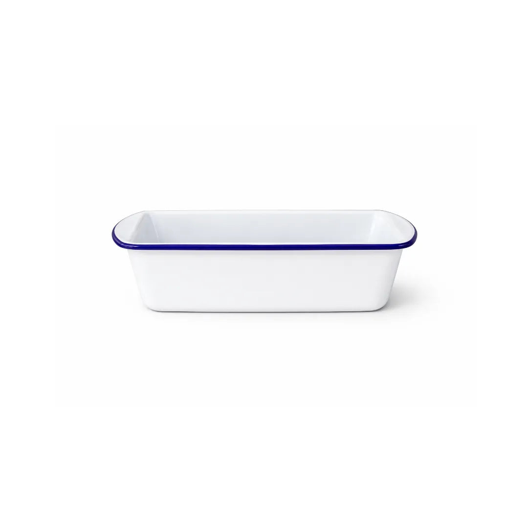 Falcon white enamel 2lb loaf tin with classic blue rim