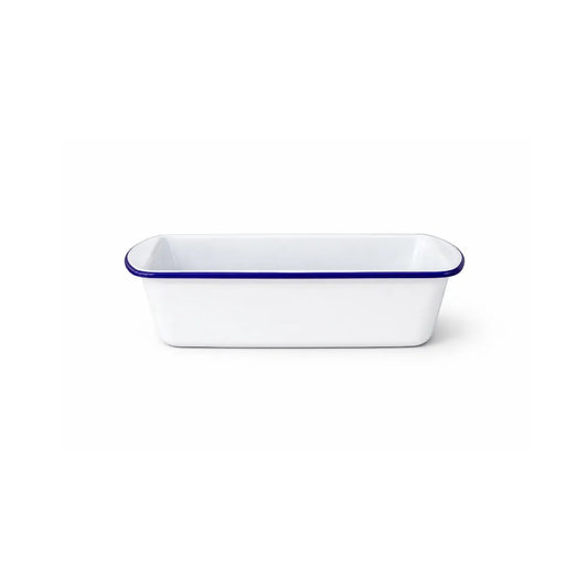 Falcon white enamel 2lb loaf tin with classic blue rim