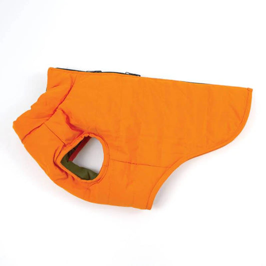 Happy Pet Dog Coat Reversible Puffer Khaki /Orange XSml