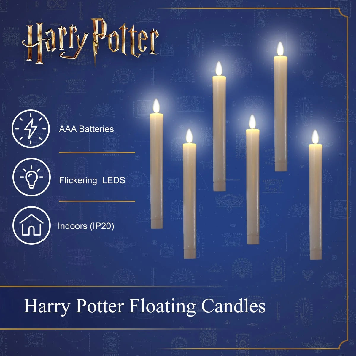 Noma Harry Potter set of 6 LED floating candles with wand remote control