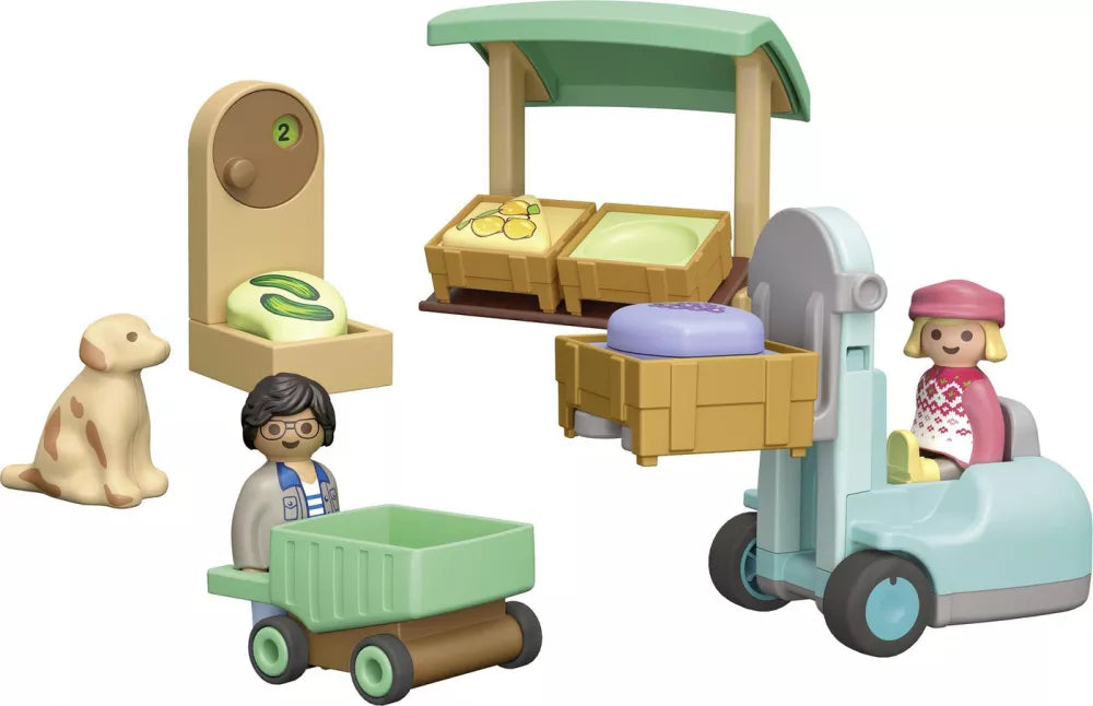 Playmobil 1.2.3 Organic Market Stall and Forklift