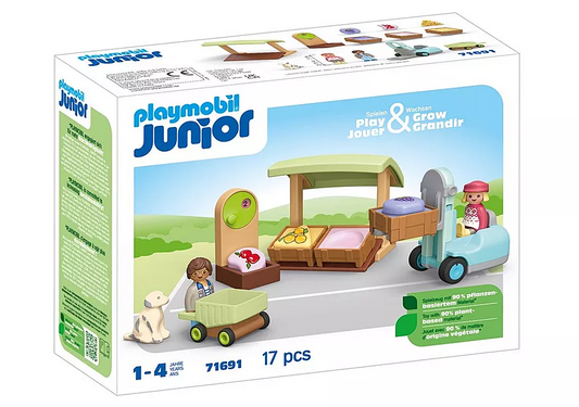 Playmobil Junior Organic Market Stall & Forklift