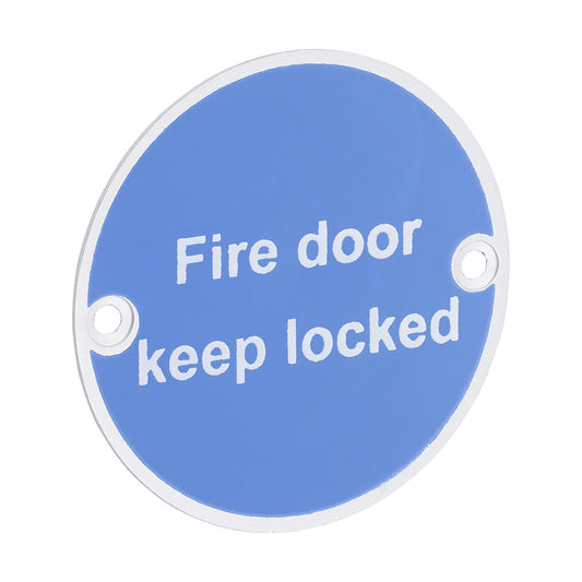 Timco Fire Door Keep Locked Sign - Satin Anodised Aluminium
