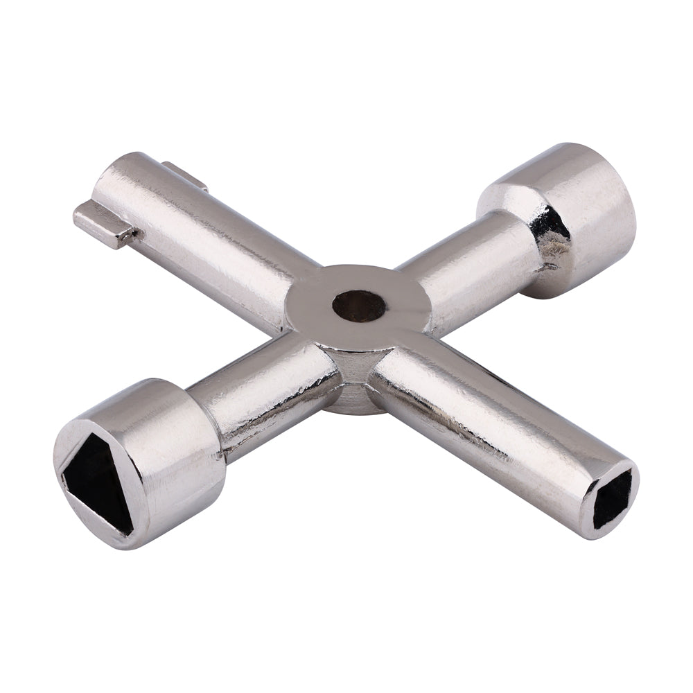 TIMCO 4-Way Multi-Functional Utility Key showing square and triangular drive heads