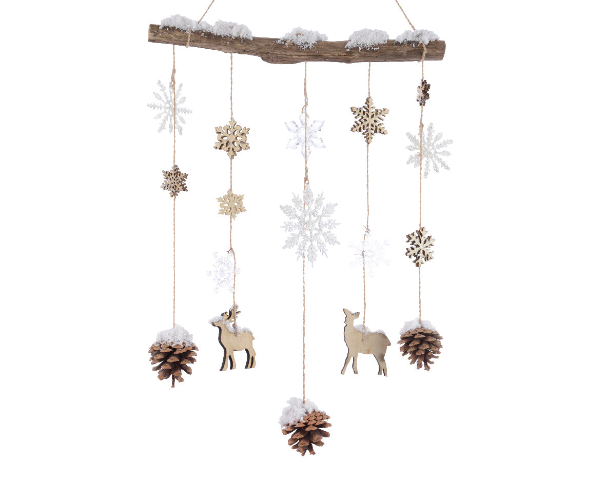 Kaemingk Hanger pinecones, driftwood, snowflakes - natural - H75cm