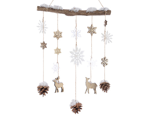 Kaemingk Hanger pinecones, driftwood, snowflakes - natural - H75cm