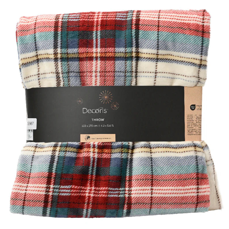 Kaemingk Throw Blanket - checks print - red/colours 