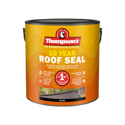 Thompson's 10 Year Roof Seal Black 2.5L tin for flat roof waterproofing on felt and asphalt.