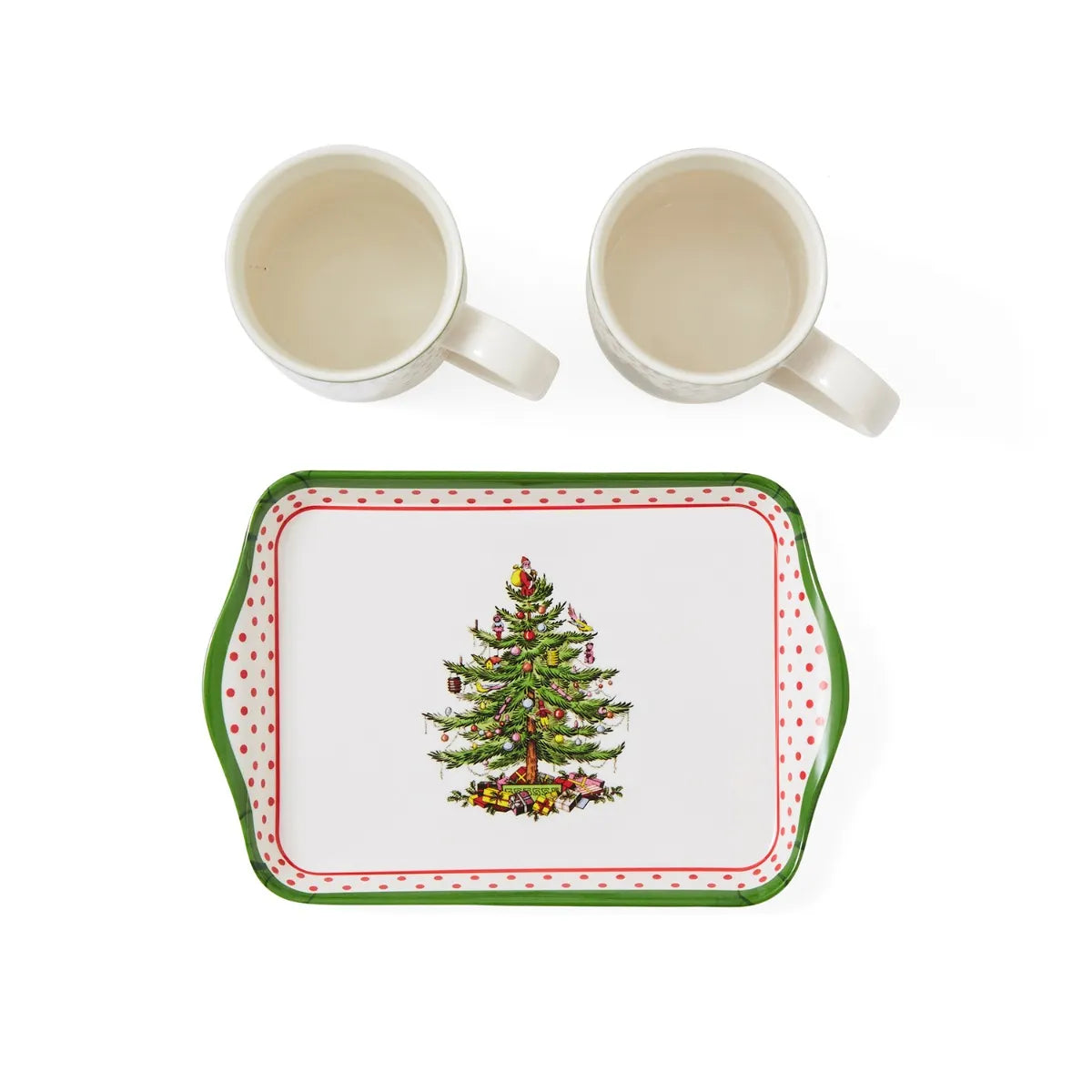 Christmas Tree Polka Dot 10oz Mug & Tray Set
