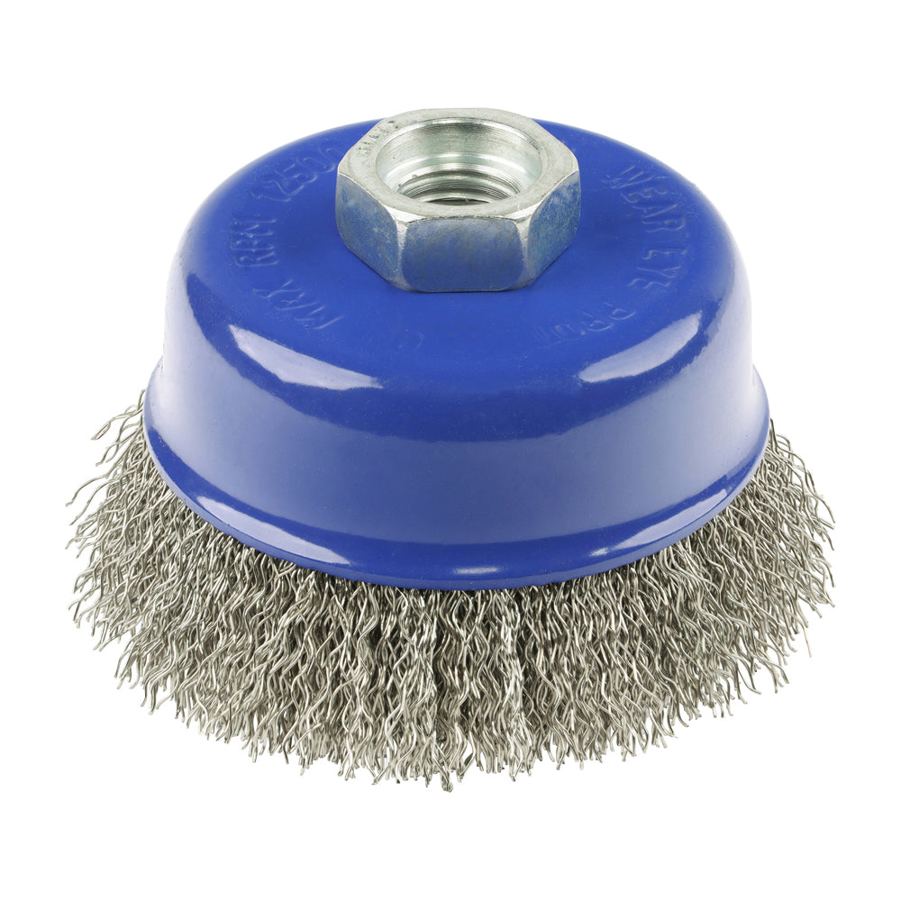 Threaded Cup Brush Crimp S/S 75mm