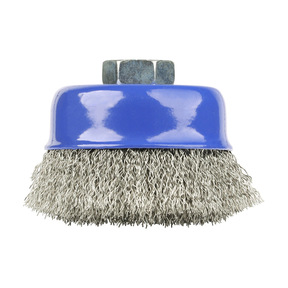 Threaded Cup Brush Crimp S/S 75mm
