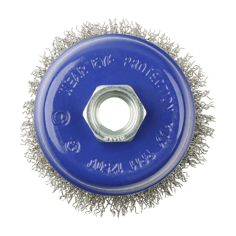 Threaded Cup Brush Crimp S/S 75mm