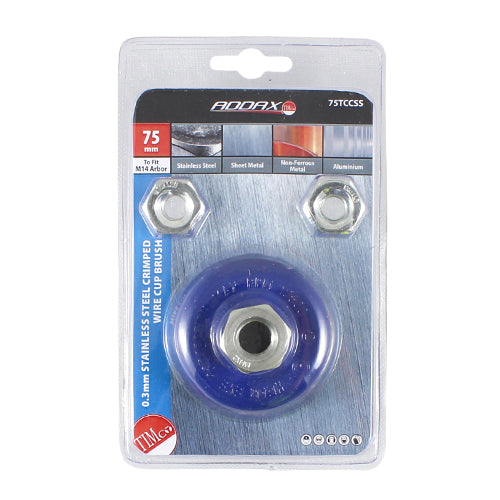 Threaded Cup Brush Crimp S/S 75mm