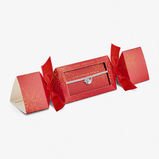 Joma Jewellery Boxed Cracker Christmas Robin Bracelet