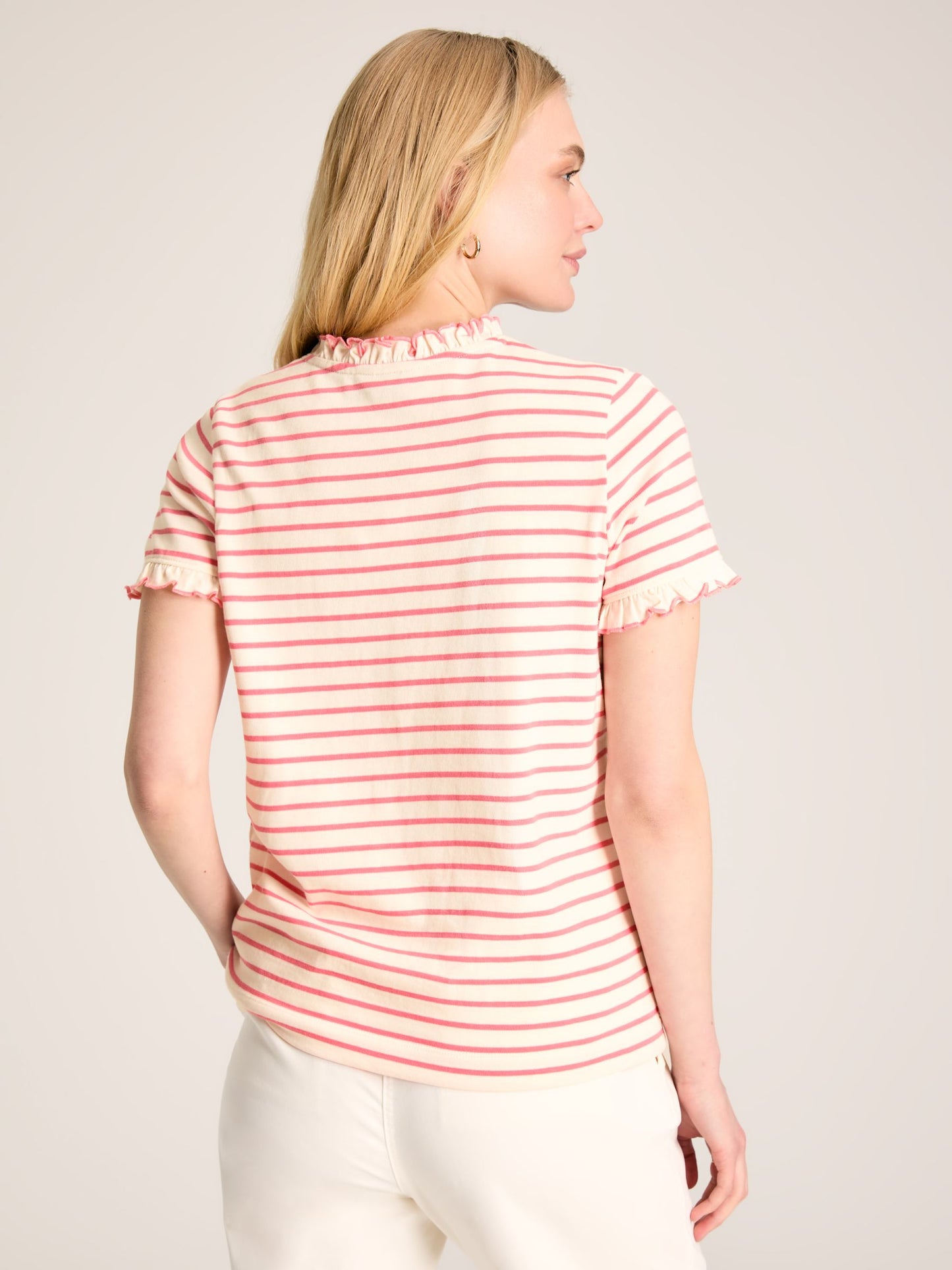 Joules Daisy Short Sleeve Frilled Neck Top