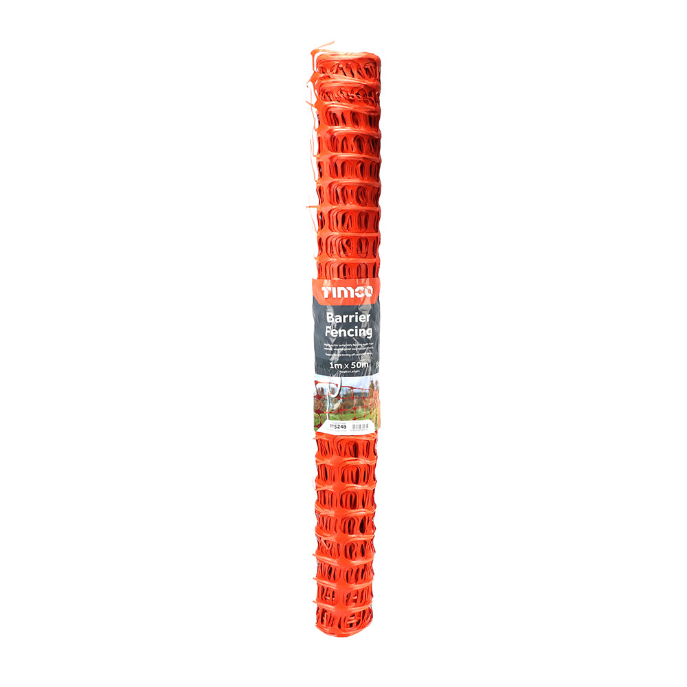 TIMCO high-visibility orange barrier fencing mesh roll for temporary site protection