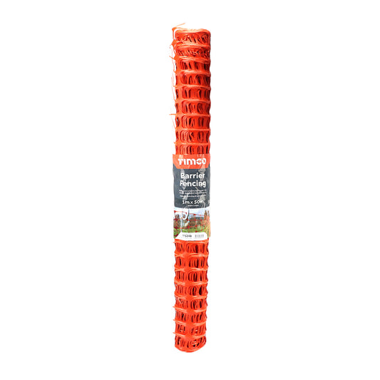 TIMCO high-visibility orange barrier fencing mesh roll for temporary site protection