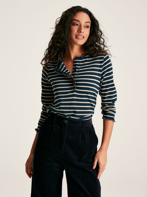 Joules Daphne Striped Top with Frilled Detailing