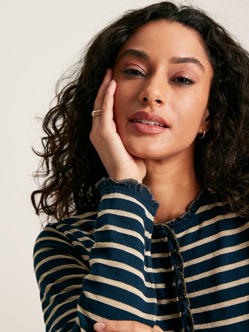 Joules Daphne Striped Top with Frilled Detailing