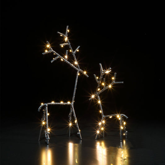 Noma Set of 2 Black Metal Stick Deer 50 LEDs - Battery Operated