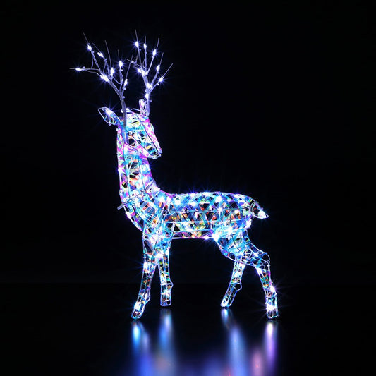 Noma Iridescent Stag with Branch Antlers and 90 White LEDs 60cm