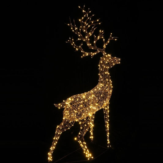 Brown Wicker Standing Stag with 600 Duo LEDs 2.4m