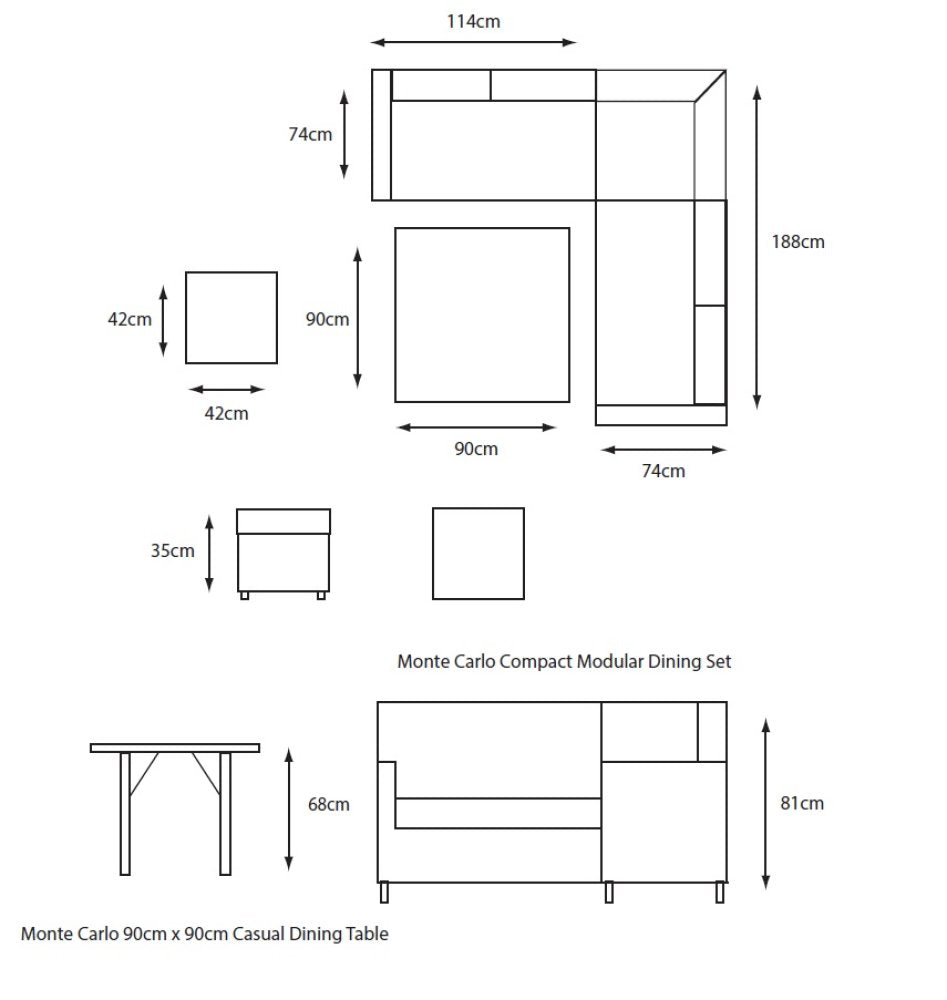 Leisuregrow - Weave Collection - Monte Carlo Sand Compact Dining Modular