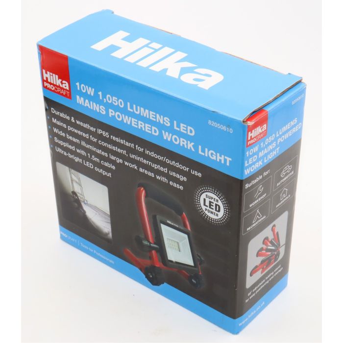 Hilka - 10W 1,050 Lumens LED Mains Powered Work Light