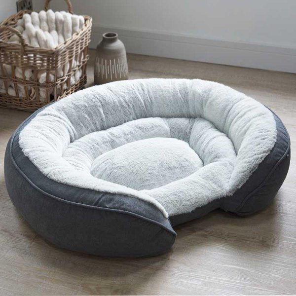Dog Bed Oval Grey Komfort Memory Foam L