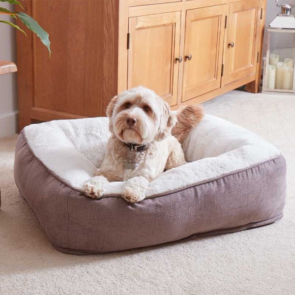 Dog Bed Square Grey Komfort Memory Foam M