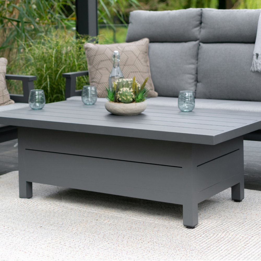 Leisuregrow - Alluminum Collection - Barcelona Lounge Dining Set with Adjustable Table