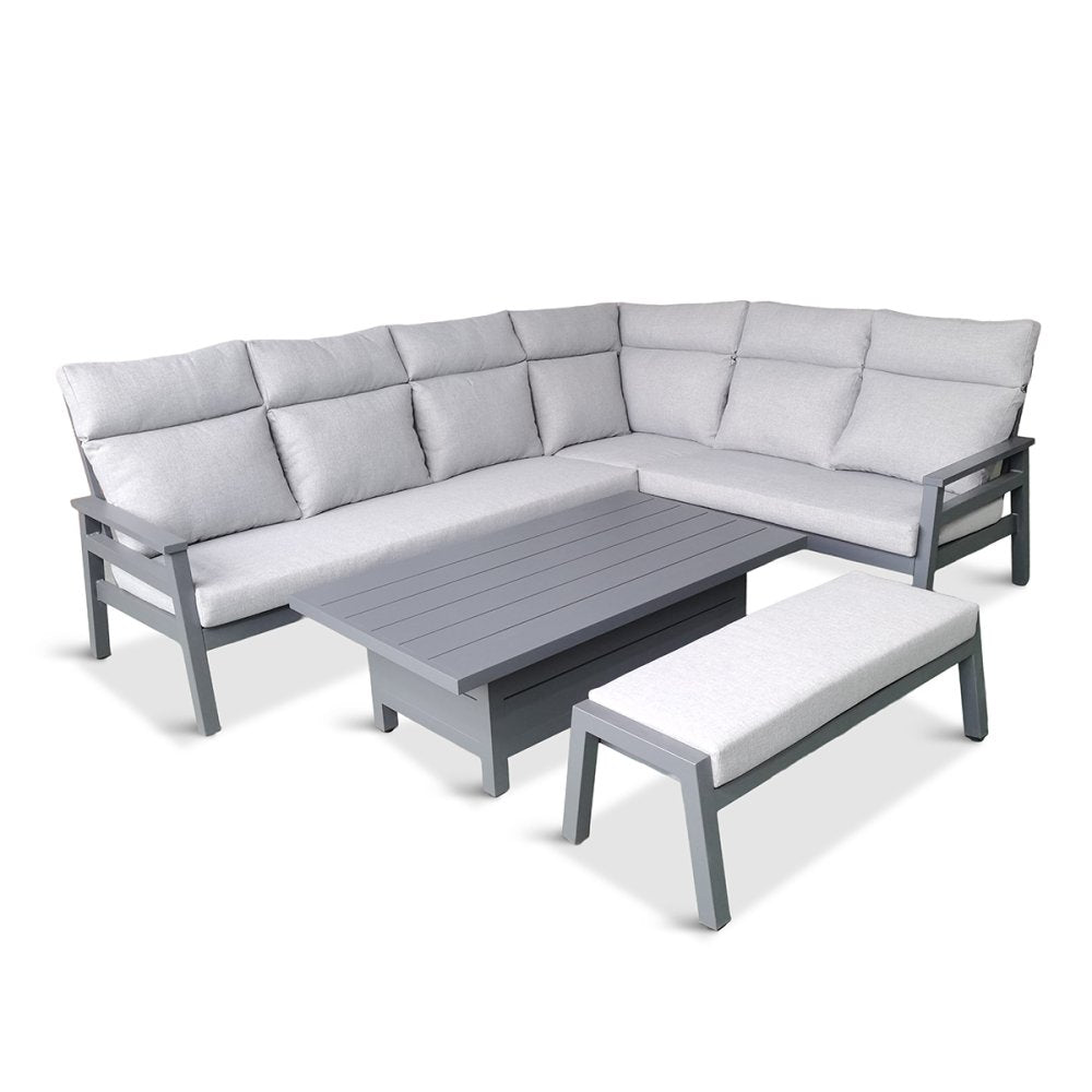 Leisuregrow - Alluminum Collection - Barcelona Modular Dining Set with Adjustable Table