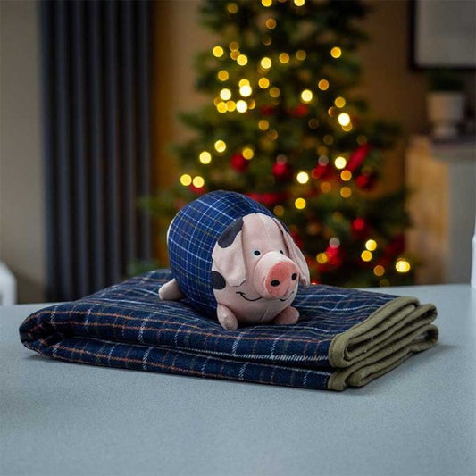 Dog Pig-In-Blanket Toy & Comforter - Navy Check