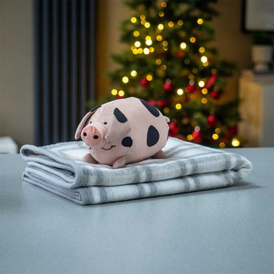 Dog Pig-In-Blanket Toy & Comforter - Grey Check