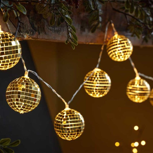 GlitterBall String Lights - Gold - Set of 10