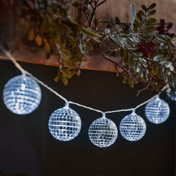 GlitterBall String Lights - Silver - Set of 10