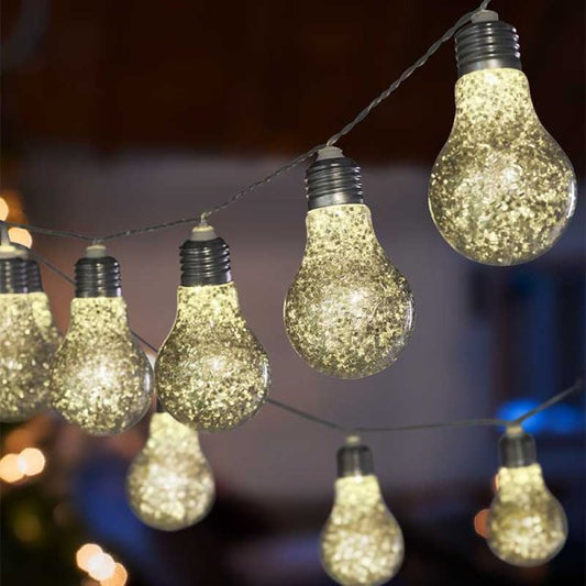 GlitterBulb String Lights - Silver - Set of 10