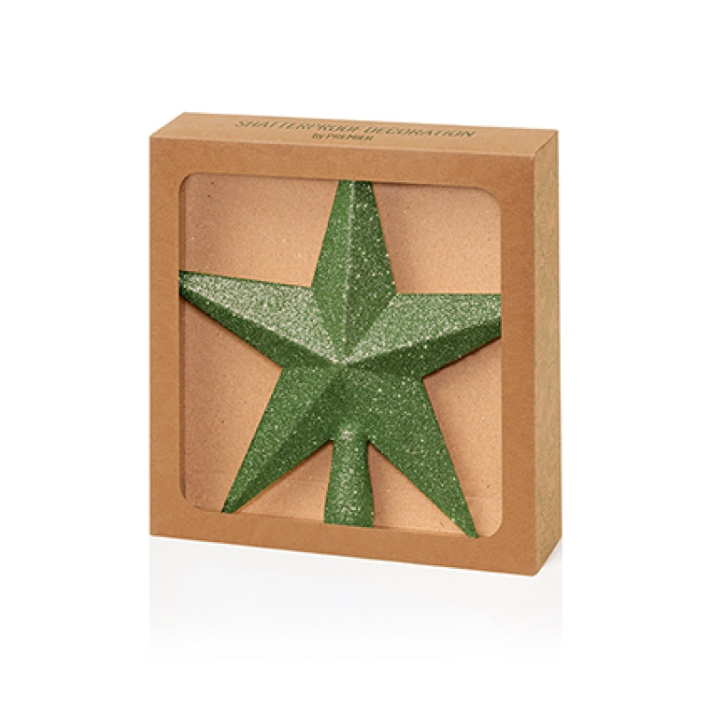 Premier 20cm Sage Green Tree Top Star Glitter Finish