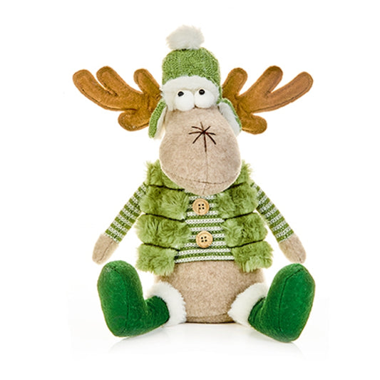 Premier Plush Sage Siting Reindeer with Fur Body Warmer