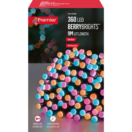 Premier 360 multi action rainbow LED berrylights string with automatic timer