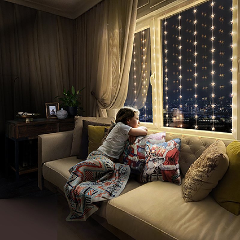 Premier 1.2m x 1.2m Flexbrights star curtain light with 108 warm white LEDs