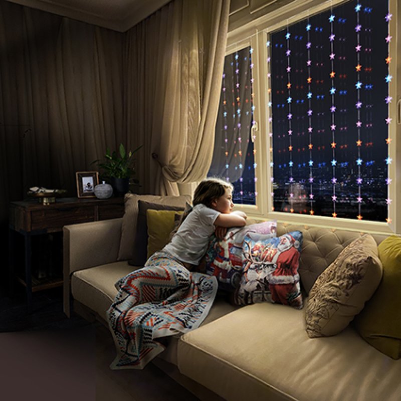 Premier 1.2m x 1.2m Flexbrights star curtain light with 108 rainbow multi-coloured LEDs